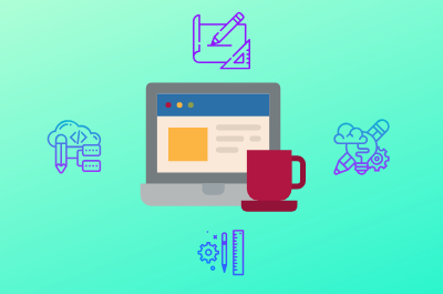 cup and laptop illustration