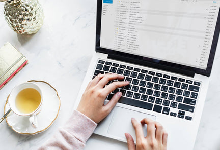 working with a laptop