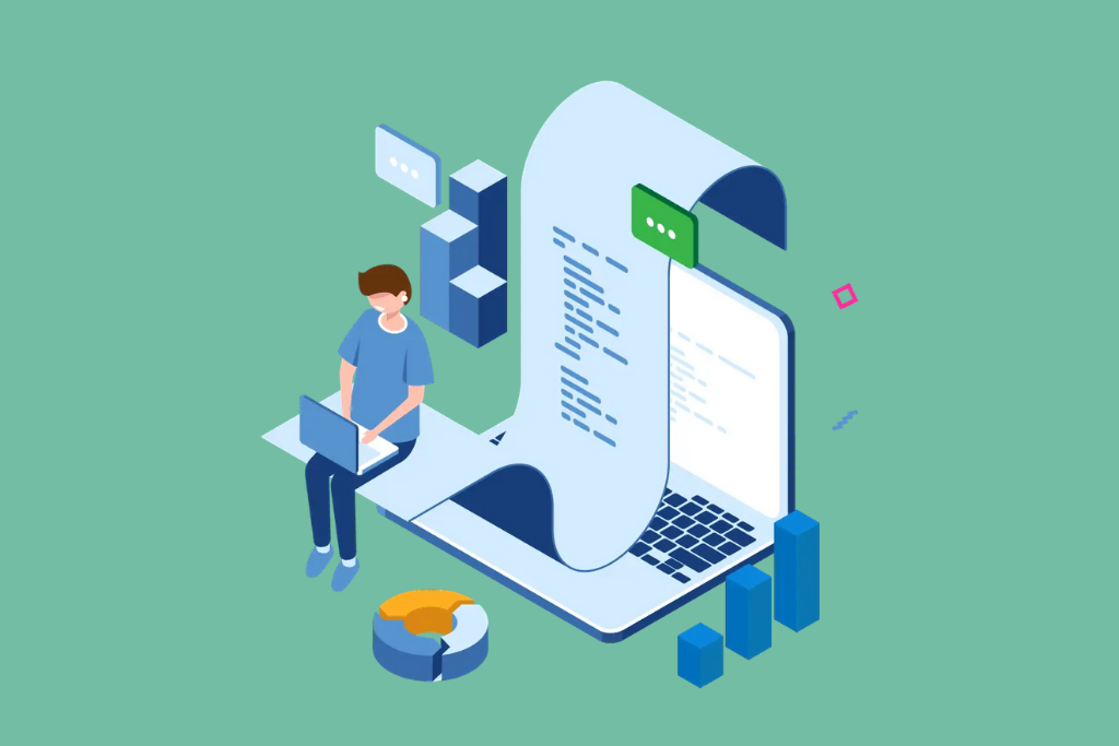 illustration of person working on computer