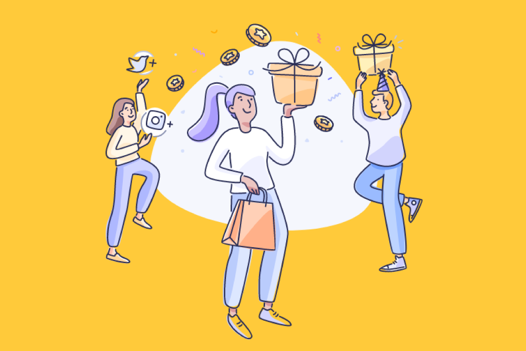 people with gifts illustration